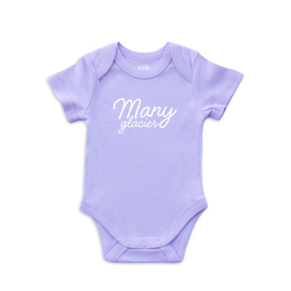 Many Glacier Cursive Onesie
