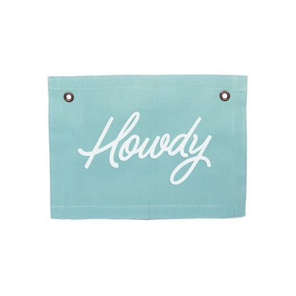 Howdy Cursive Small Canvas Flag