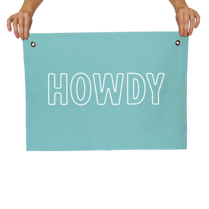 Howdy Outline Large Canvas Flag