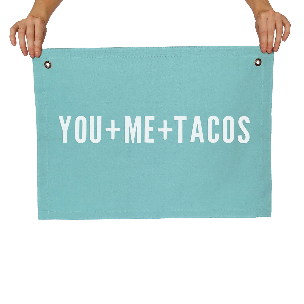 You + Me + Tacos Large Canvas Flag