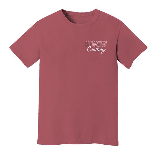 Howdy Cowboy Text Washed Tee