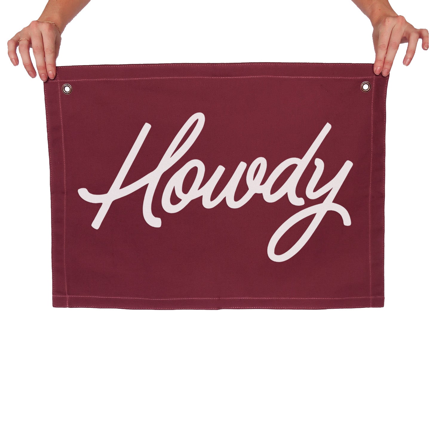Howdy Cursive Large Canvas Flag – Frankie Jean