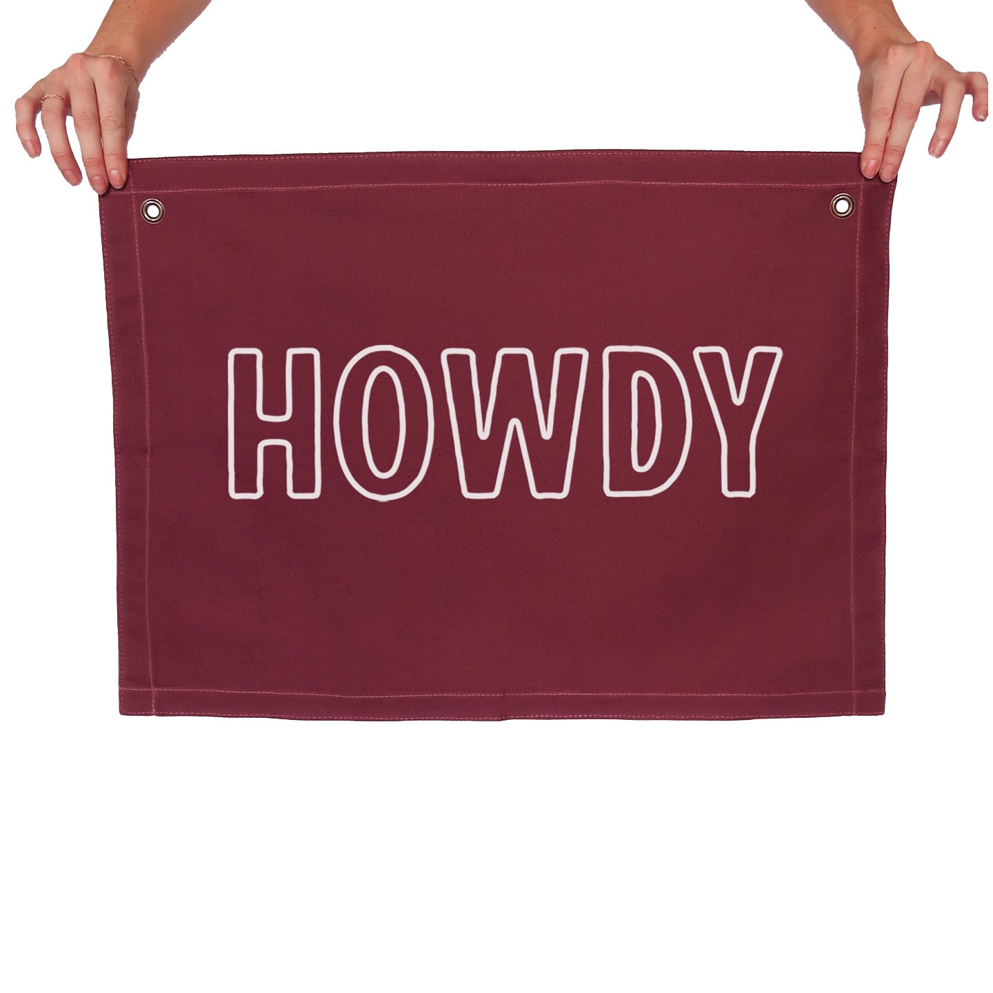 Howdy Outline Large Canvas Flag