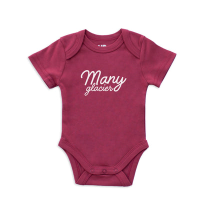 Many Glacier Cursive Onesie