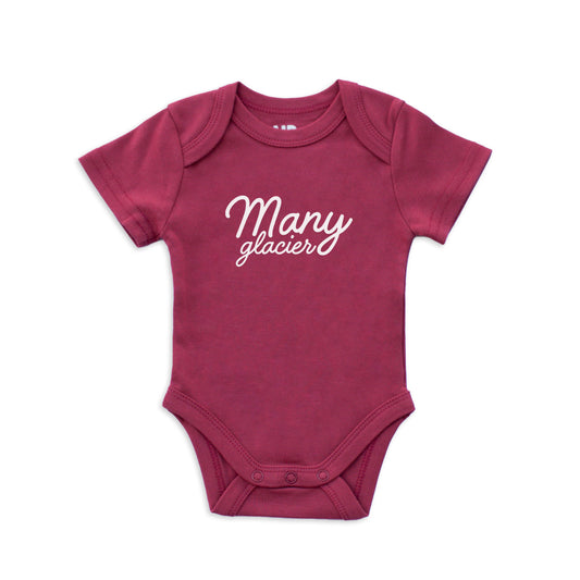 Many Glacier Cursive Onesie