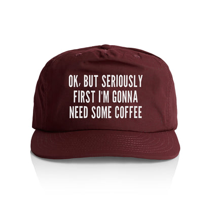 Ok But First Coffee Nylon Snapback