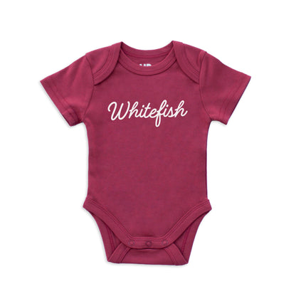 Whitefish Cursive Onesie