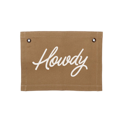 Howdy Cursive Small Canvas Flag