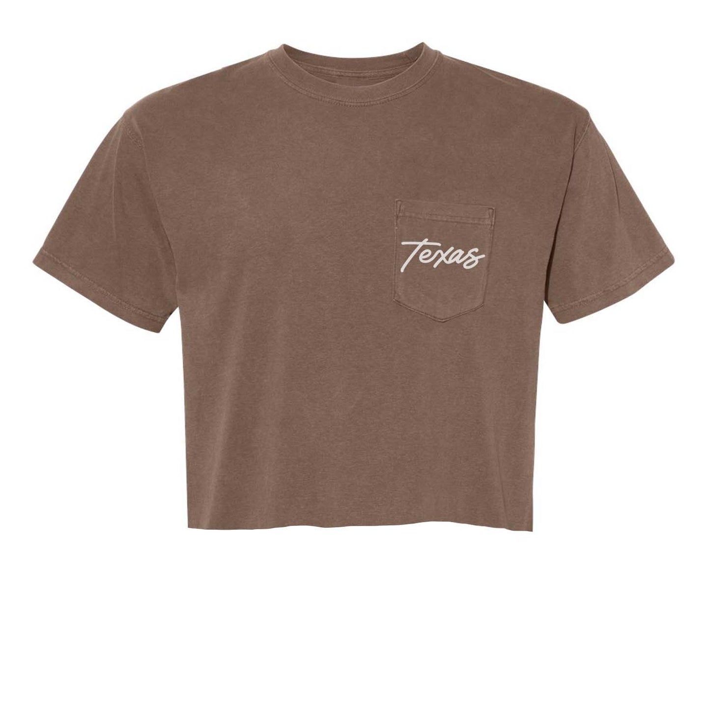 Texas Cursive Crop Pocket Tee