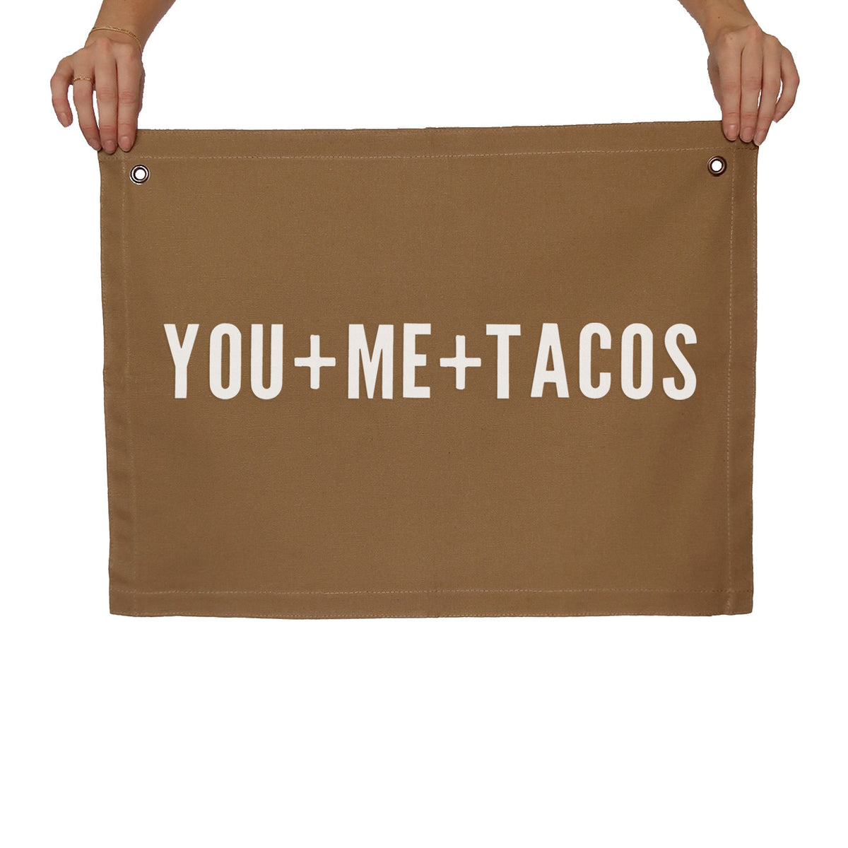 You + Me + Tacos Large Canvas Flag