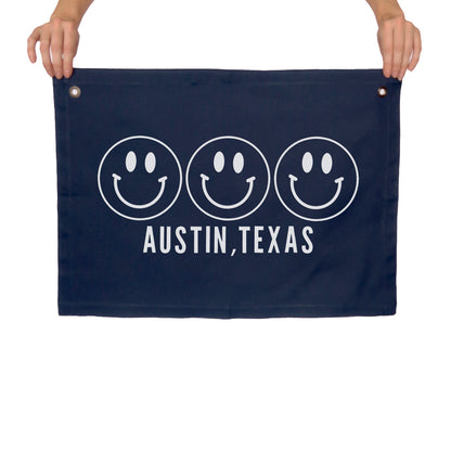 Smile Austin Texas Large Canvas Flag