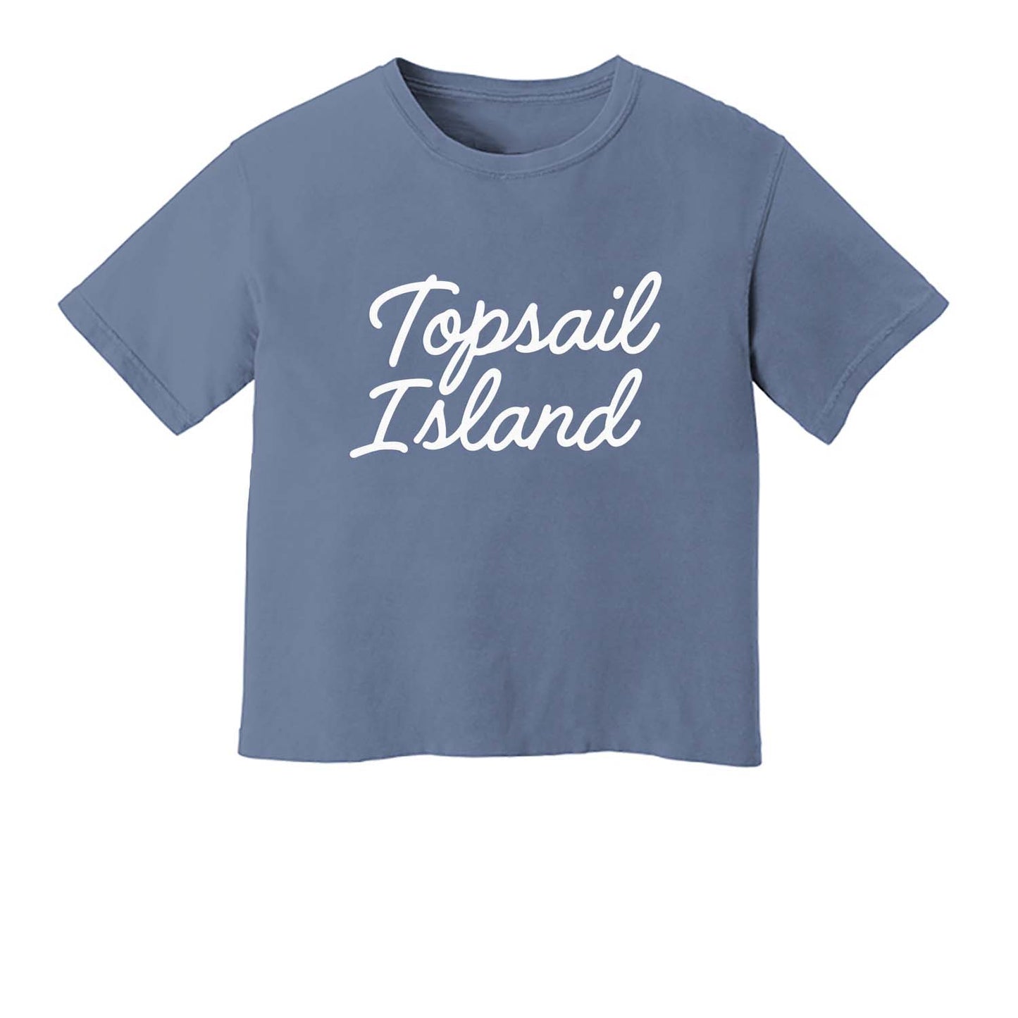 Topsail Island Cursive Washed Crop Tee