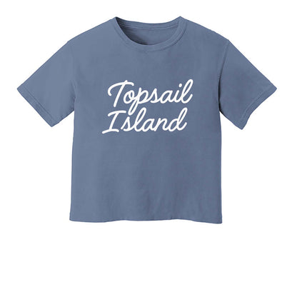 Topsail Island Cursive Washed Crop Tee