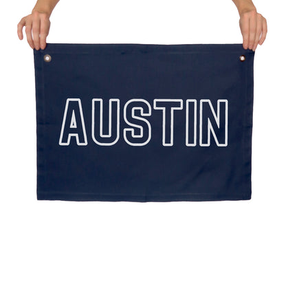 Austin Outline Large Canvas Flag