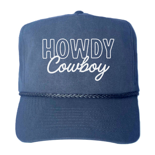 Howdy Cowboy Stacked Canvas Trucker