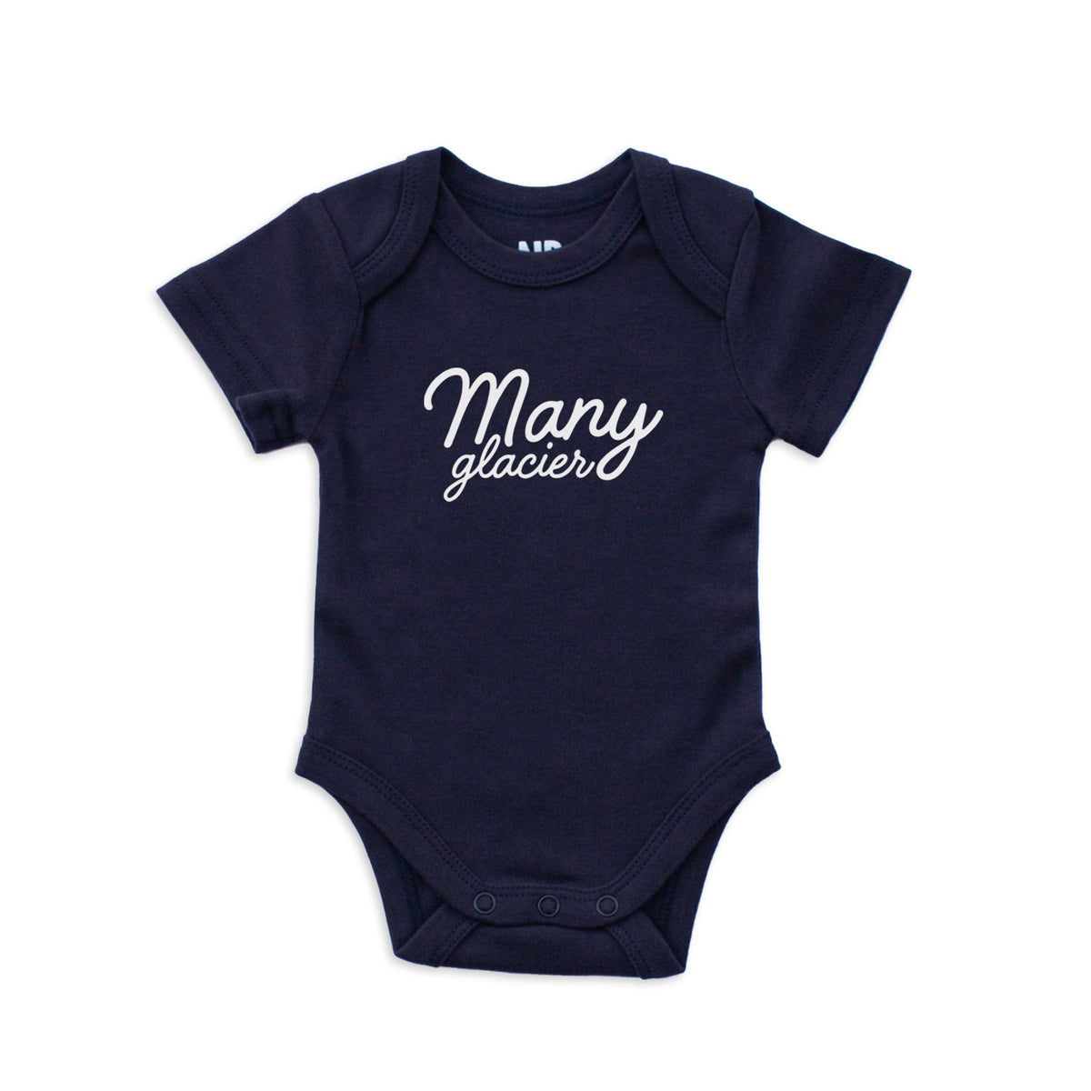 Many Glacier Cursive Onesie