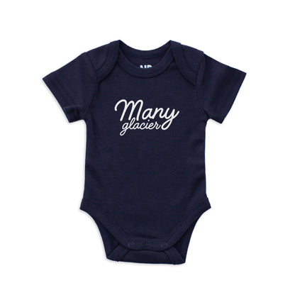 Many Glacier Cursive Onesie