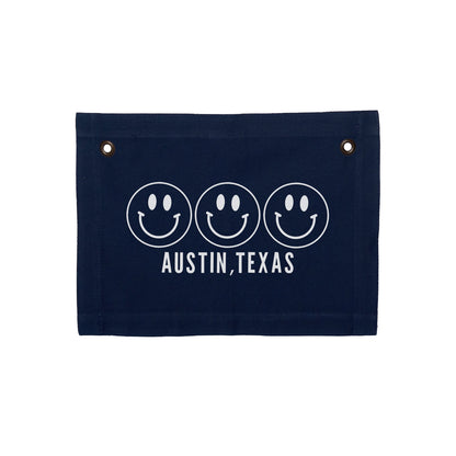 Smile Austin Texas Small Canvas Flag