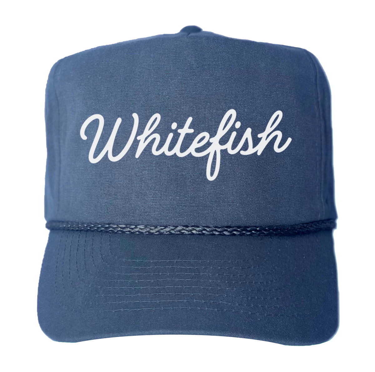 Whitefish Cursive Canvas Trucker