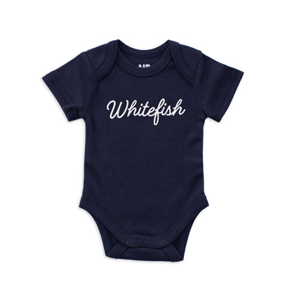 Whitefish Cursive Onesie
