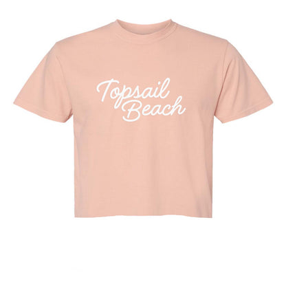 Topsail Beach Cursive Washed Crop Tee