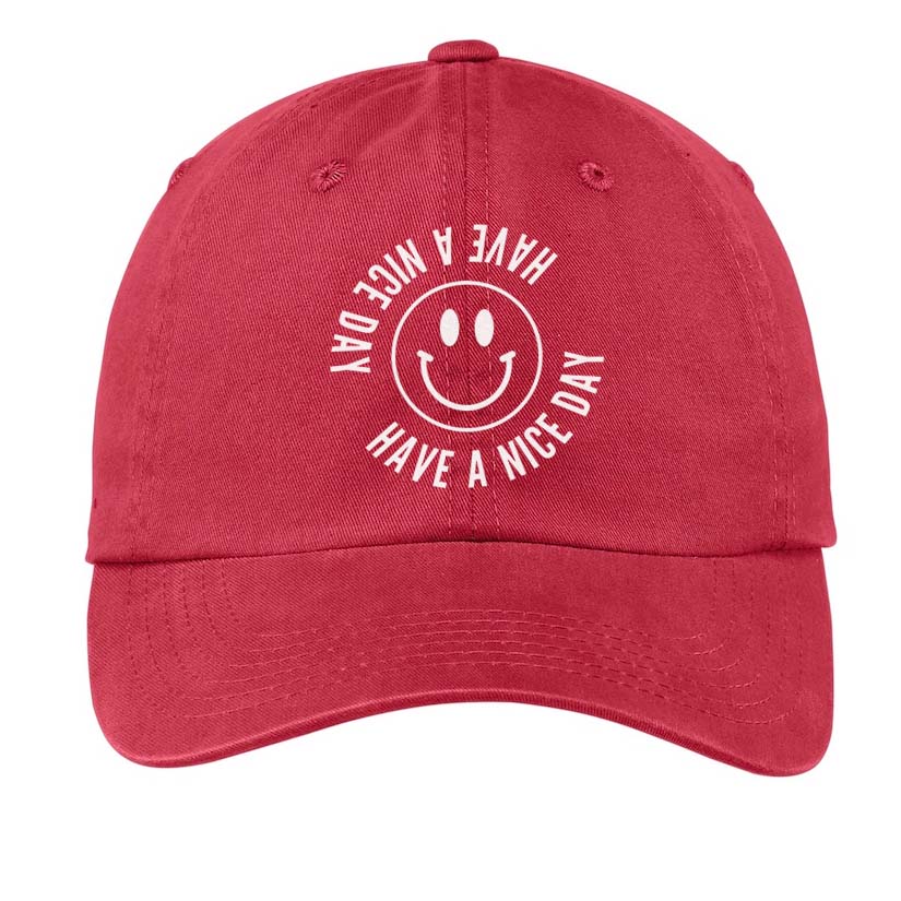 Smiley Face Have a Nice Day Adjustable Baseball Cap | Frankie Jean