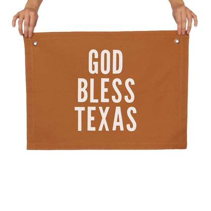 God Bless Texas Large Canvas Flag