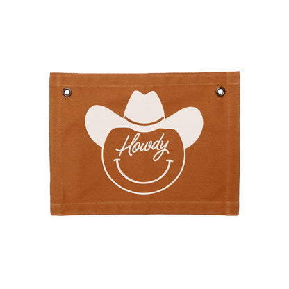 Howdy Cowboy Small Canvas Flag