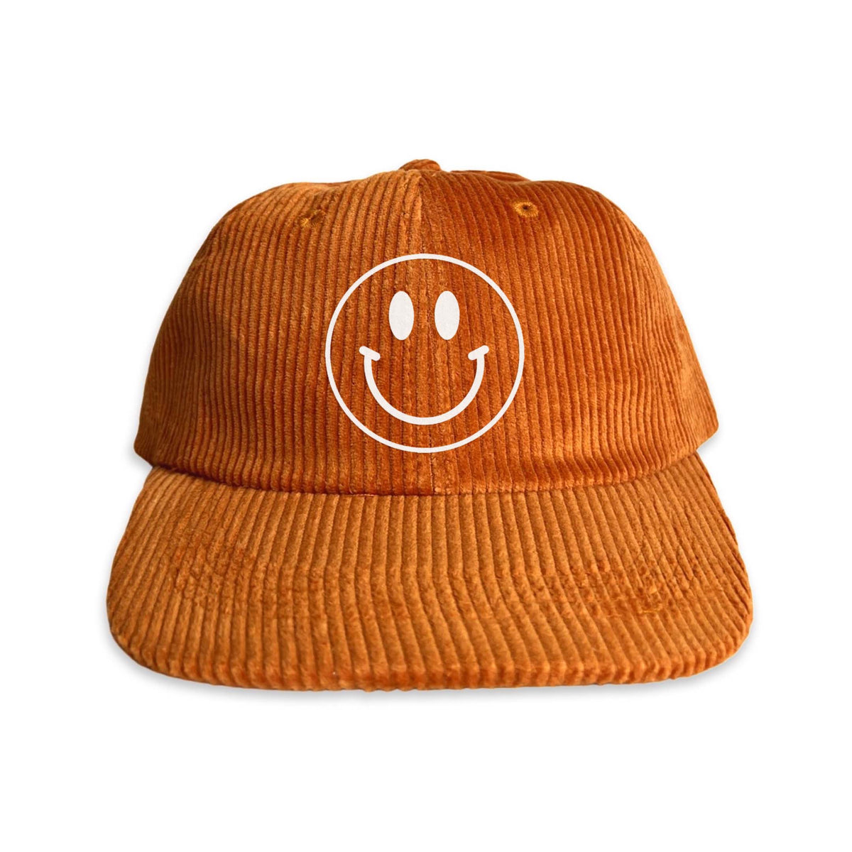 NWT Yellow Smile Face Corduroy Cap Smiley Flower Yellow Corduroy Dad Hat | Sleepy Mountain main image 2