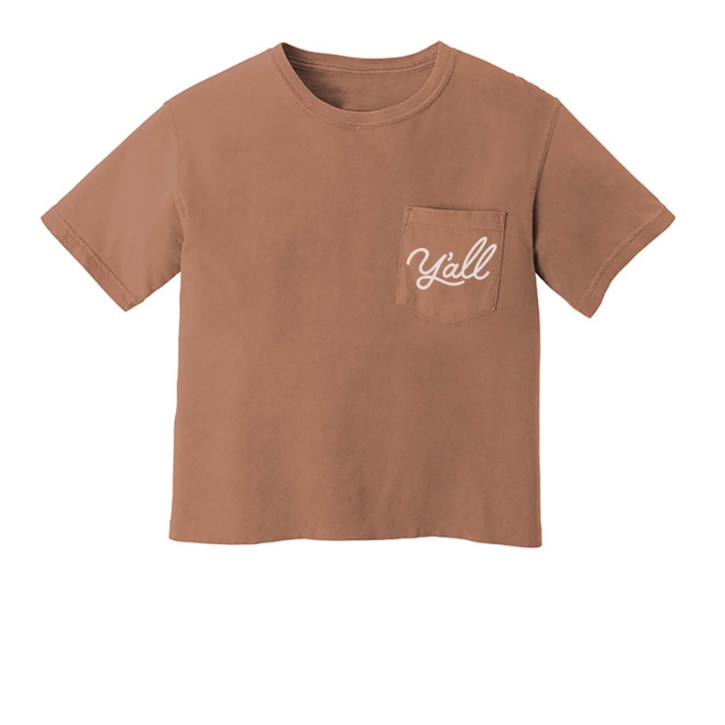 Y'all Cursive Crop Pocket Tee