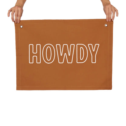 Howdy Outline Large Canvas Flag