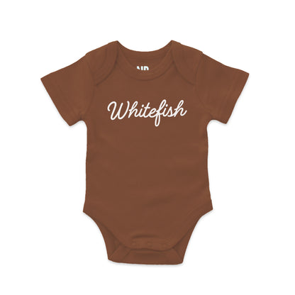 Whitefish Cursive Onesie