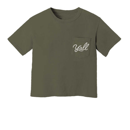 Y'all Cursive Crop Pocket Tee
