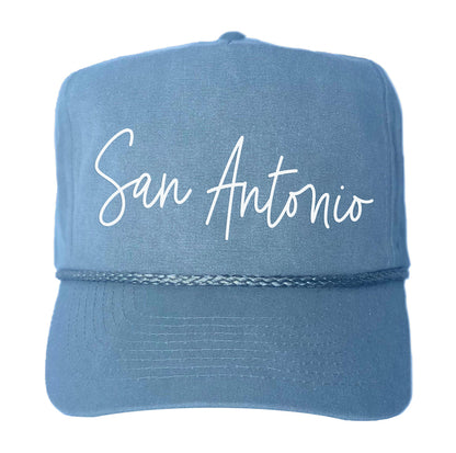 San Antonio Cursive Canvas Trucker