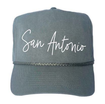San Antonio Cursive Canvas Trucker