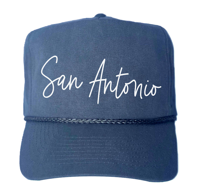 San Antonio Cursive Canvas Trucker