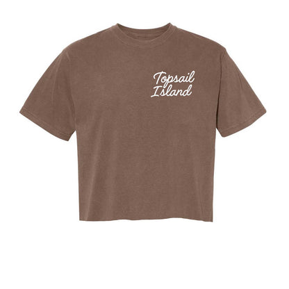 Topsail Island Cursive Washed Crop Tee