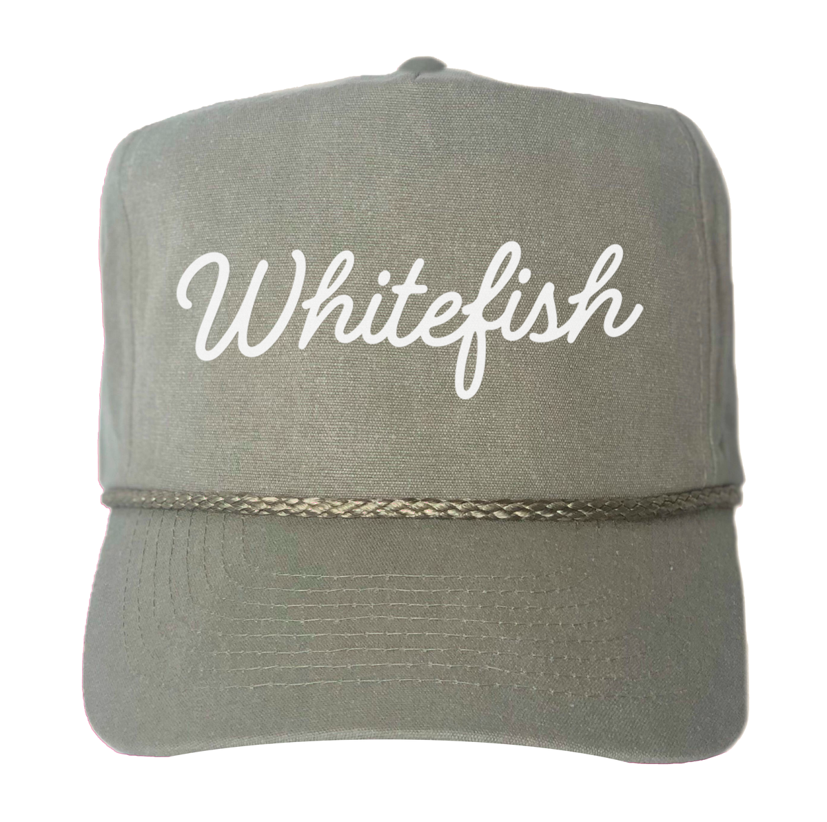 Whitefish Cursive Canvas Trucker