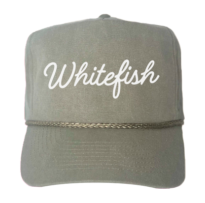 Whitefish Cursive Canvas Trucker