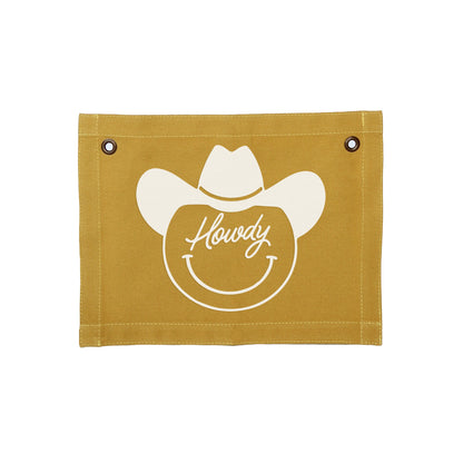 Howdy Cursive Small Canvas Flag – Frankie Jean