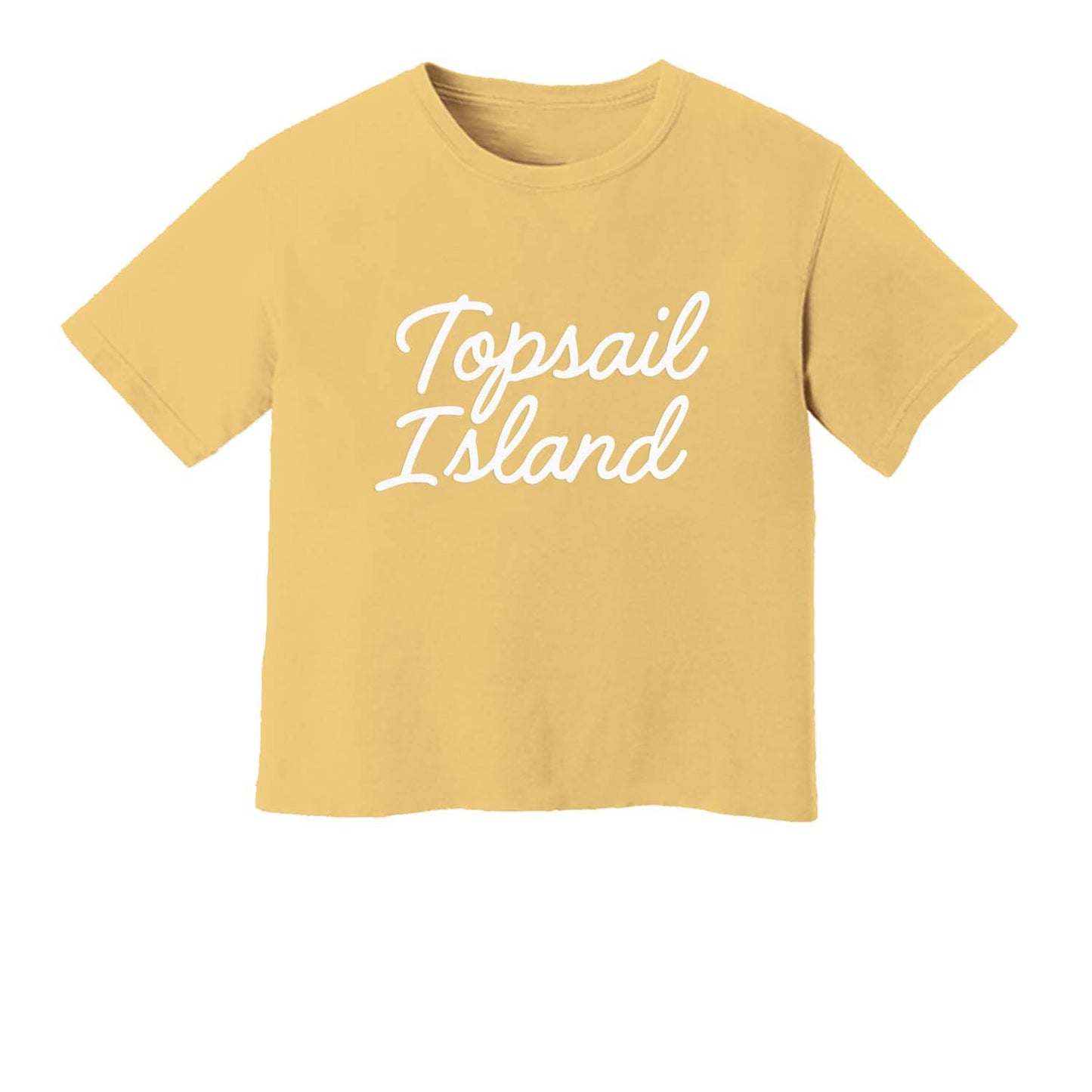 Topsail Island Cursive Washed Crop Tee
