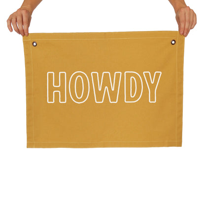 Howdy Outline Large Canvas Flag