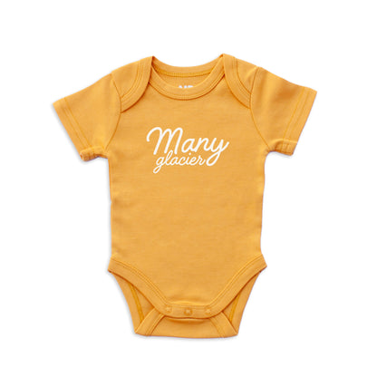 Many Glacier Cursive Onesie
