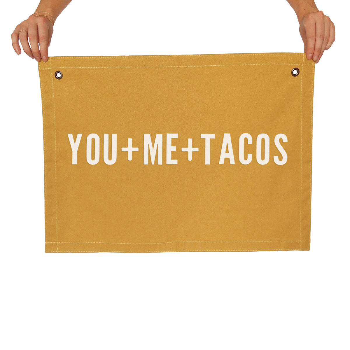 You + Me + Tacos Large Canvas Flag