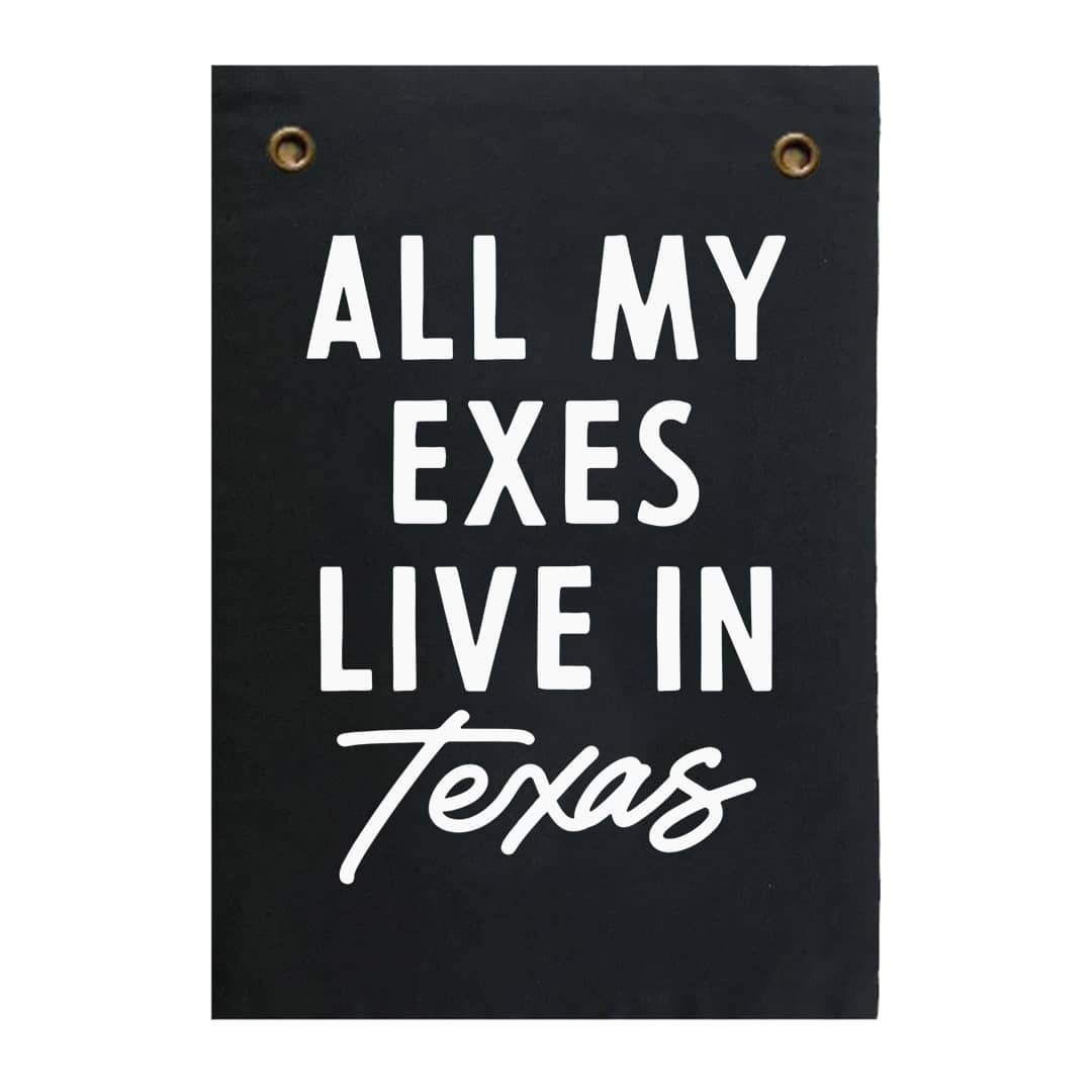 All My Exes Live in Texas Small Canvas Flag
