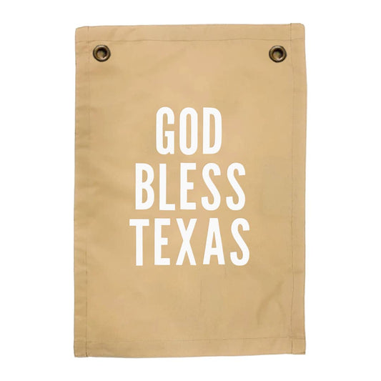 God Bless Texas Small Canvas Flag