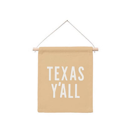 Texas Y'all Hanging Canvas Banner