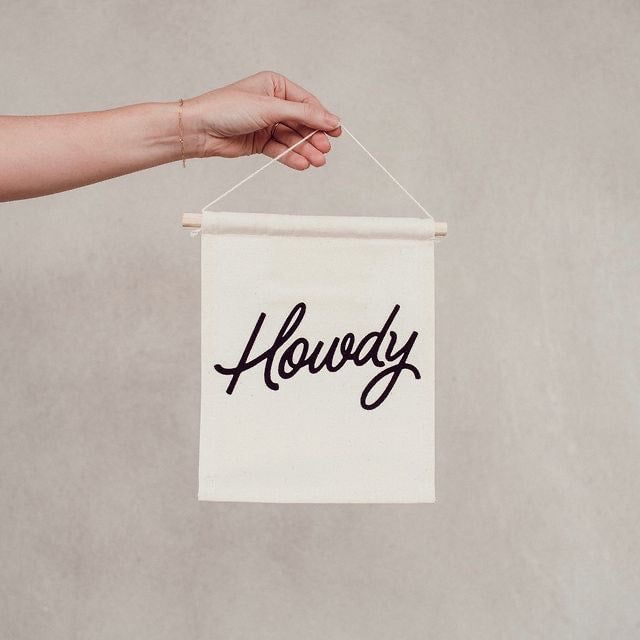 Howdy Cursive Hanging Canvas Banner