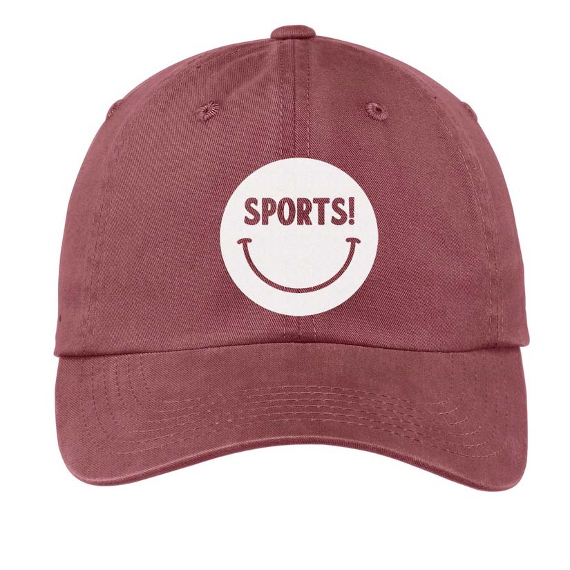 Sports! Smiley Face Baseball Cap Maroon
