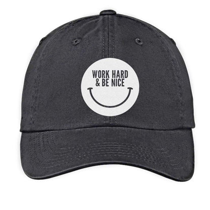 Work Hard & Be Nice Smile Baseball Cap